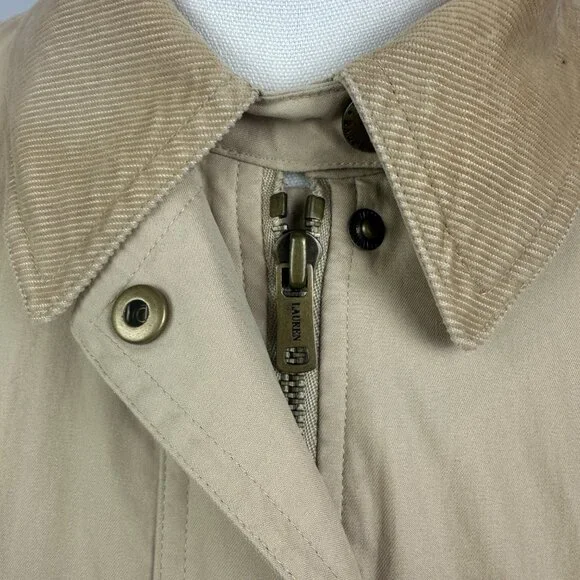 Ralph Lauren Beige Cotton Twill Cord Collar Chore Barn Utility Jacket - L - Picture 3 of 16